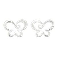 Number 39 Silver Open Work Butterfly Studs S 1041 M