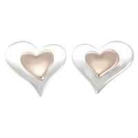 Number 39 Silver Two Tone Heart Earrings S1007RG