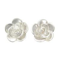 Number 39 Silver Rose Stud Earrings S 1053 HP