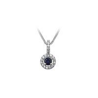 Number 39 Ladies Sterling Silver Blue and Clear Cubic Zirconia Necklace P5006BSCZ