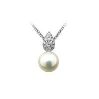 Number 39 Ladies Sterling Silver Cubic Zirconia Pearl Drop Necklace P5049FPCZ