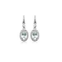number 39 ladies sterling silver green cubic zirconia dropper earrings ...