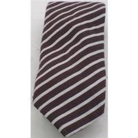 NWOT M&S dark burgundy mix striped silk & wool tie
