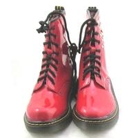 NWOT Fanatic, size 4 red patent effect studded DM style boots