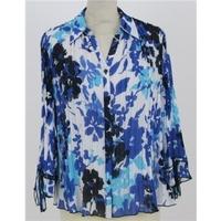 nwot ca size 12 blue mix patterned sheer blouse