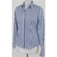 nwot ms size 8 navy white striped long sleeved shirt