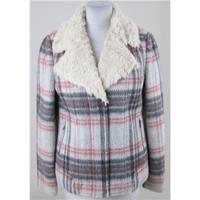 NWOT Indigo, size 8 cream, grey & pink checked jacket