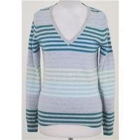 NWOT M&S size 8, grey, green & blue striped cashmere sweater