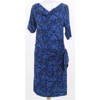 NWOT Kenneth Cole, size L blue patterned faux wrap around dress