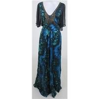 NWOT Biba, size 8 green, blue & black embellished maxi dress
