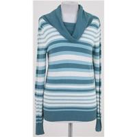 NWOT M&S, size 8 teal & cream striped jumper