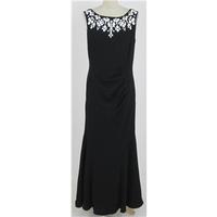 NWOT M&S size M long black dress with white embellished neckline