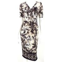 NWOT M&S, size 8 taupe, black & cream floral dress