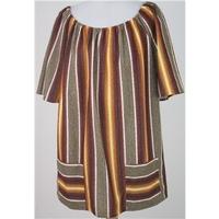 NWOT Vintage 70\'s, St Michael, size 16 brown & yellow striped smock top