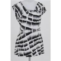 NWOT Kenneth Cole, size S white, black & taupe print top