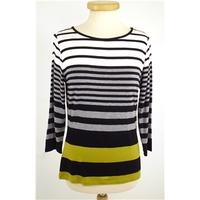 NWOT M&S Sizee 12 Soft Lime Black and White Striped T Shirt