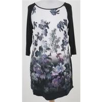 NWOT M&S size 8 black tunic with ivory mix patterned front