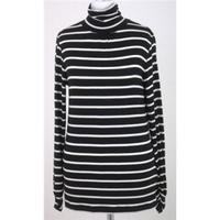 NWOT M&S size 8 black & cream striped polo neck top