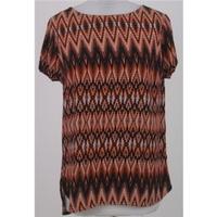 nwot ms size 8 navy orange patterned top