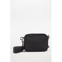 Nylon Black Zip Box Bag, BLACK