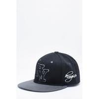 ny embroidered snapback cap black