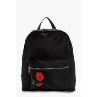 Nylon Embroidered Rucksack - black