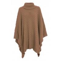 Nyrie Grid Knitted Polo Neck Poncho