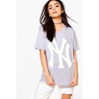NY Yankees Oversized License T-Shirt - grey