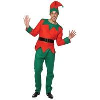 (O) Mens Deluxe Mens Elf Costume Christmas for Nativity Panto Fancy Dress Mans Male One Size