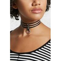 o ring cutout faux leather choker