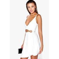 o ring cross front dress ivory