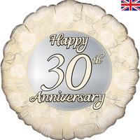 Oaktree 18 Inch Foil Balloon - Happy 30th Anniversary