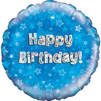 Oaktree 18 Inch Happy Birthday Blue Holographic