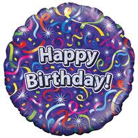 Oaktree Betallic 18 Inch Birthday Foil Balloon - Happy Birthday