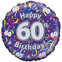 Oaktree Uk 18-inch 60th Birthday Streamers Holographic Foil Design Balloons, 