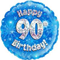 Oaktree 18 Inch Foil Balloon - Happy 90 Birthday Blue