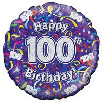 Oaktree 18 Inch 100th Birthday Streamers Holographic