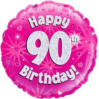 Oaktree 18 Inch Foil Balloon - Happy 90 Birthday Pink