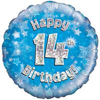 oaktree 18 inch happy 14th birthday blue holographic