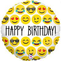 Oaktree Betallic 18 Inch Foil Balloon - Emoji Birthday