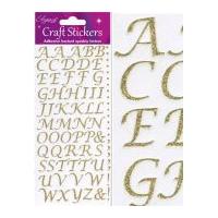 Oaktree Stylised Alphabet Glitter Stickers Gold