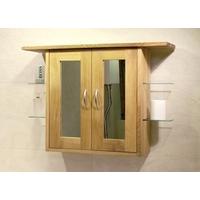 Oak Bathroom Double Wall Unit With 2 Doors - Aquarius Collection (Unfinished Finish)