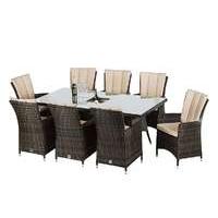 Oasis 8 Seater Rectangular Rattan Dining Set with Ice Bucket Table and Parasol