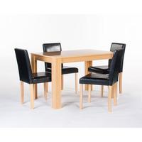 Oakhurst Dining Set with 4 Black Faux Leather Chairs