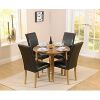 Oakley 90cm Solid Oak Drop Leaf Extending Dining Table with Aspen Brown Chairs