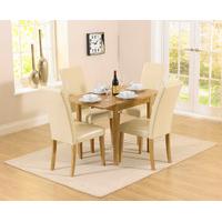 oakley 70cm solid oak extending dining table with aspen cream leather  ...