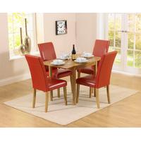 oakley 70cm solid oak extending dining table with aspen red chairs