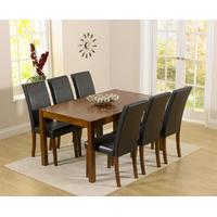 Oakley 150cm Dark Solid Oak Dining Table with Brown Aspen Chairs