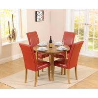 Oakley 90cm Solid Oak Drop Leaf Extending Dining Table with Aspen Red Chairs