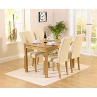 Oakley 120cm Solid Oak Dining Table with Aspen Cream Chairs